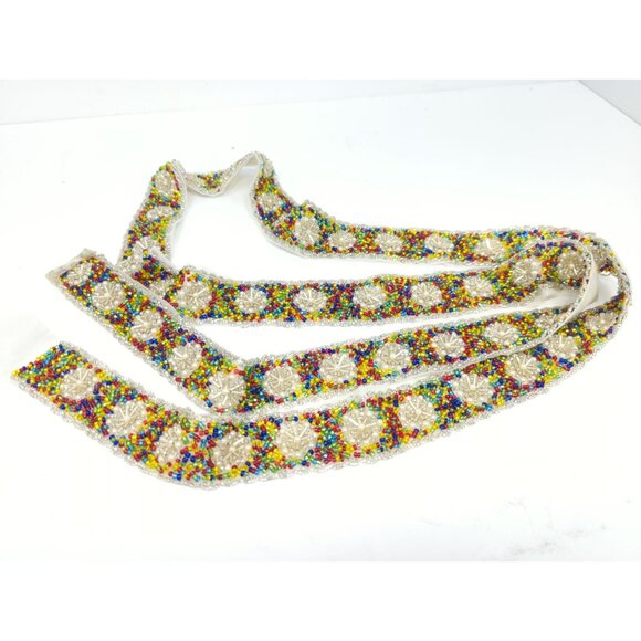 Vintage Multicolor Beaded Lace Trim 1.5" X 6Ft Design Sewing craft - Picture 2 of 9